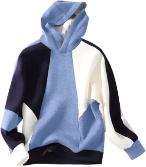 Fnfmrfmr Women Hooded Sweatshirts Casual Long Sleeve Patchwork Hoodies Tops Oversize Pullovers