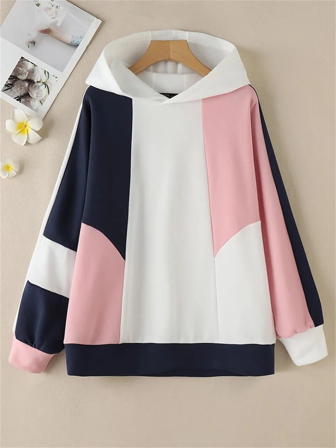 Fnfmrfmr Women Hooded Sweatshirts Casual Long Sleeve Patchwork Hoodies Tops Oversize Pullovers