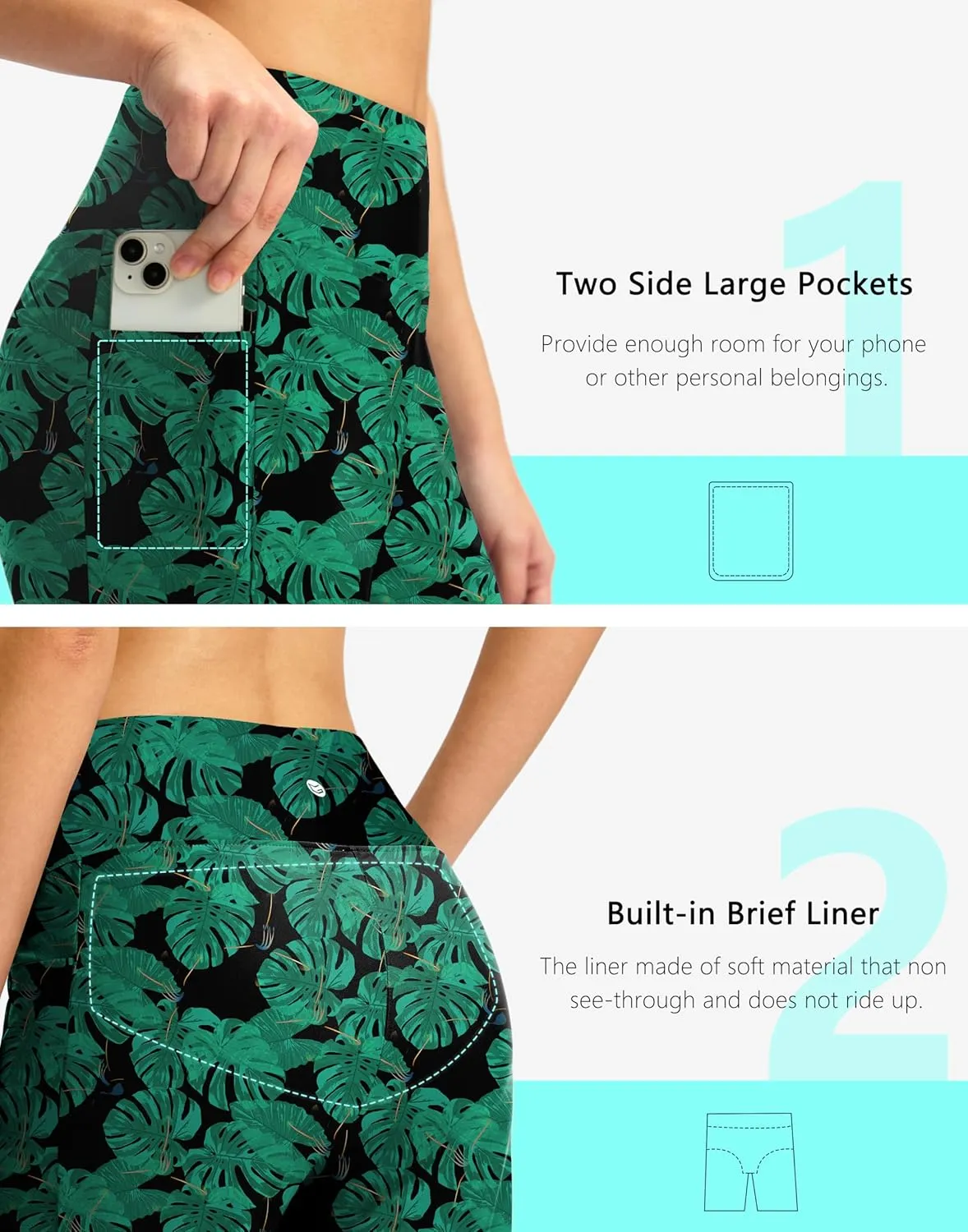 G Gradual Women's 11" Long Swim Board Shorts High Waisted Knee Length Beach Swimming Shorts for Women with Pockets Liner