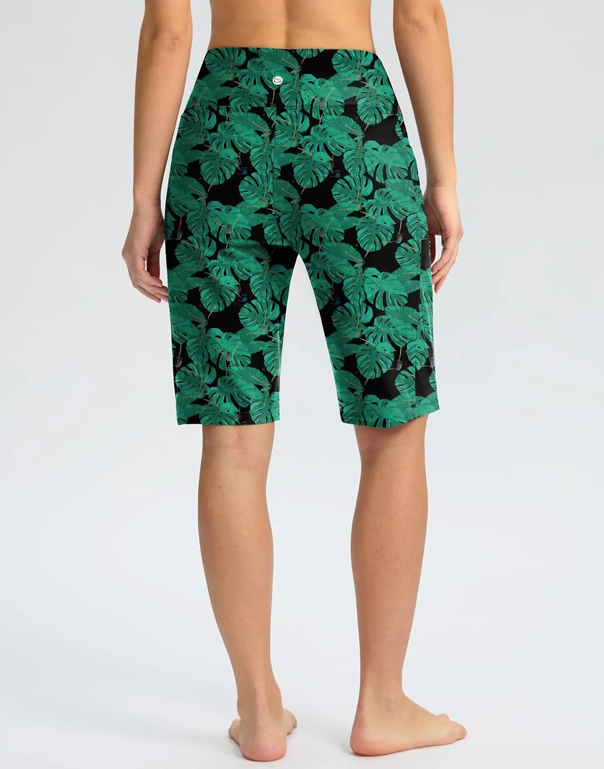 G Gradual Women's 11" Long Swim Board Shorts High Waisted Knee Length Beach Swimming Shorts for Women with Pockets Liner