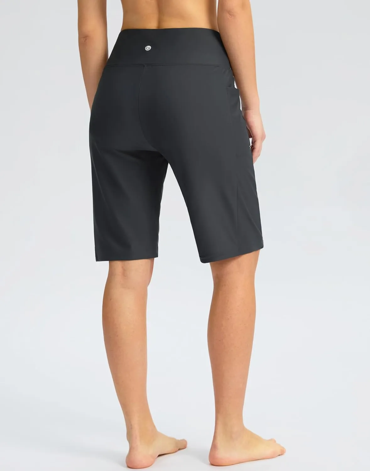 G Gradual Women's 11" Long Swim Board Shorts High Waisted Knee Length Beach Swimming Shorts for Women with Pockets Liner