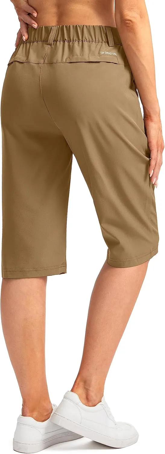 G Gradual Women's Long Hiking Cargo Shorts 13" Knee Length Lightweight Quick Dry Bermuda Shorts for Women with 5 Pockets