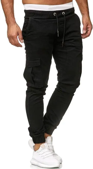 GOKKILRW Mens Chino Work Slim Fit Jogger Fashion Outdoor Cargo Hiking Pants Drawstring Athletic Workout Gym Sweatpant Trouser