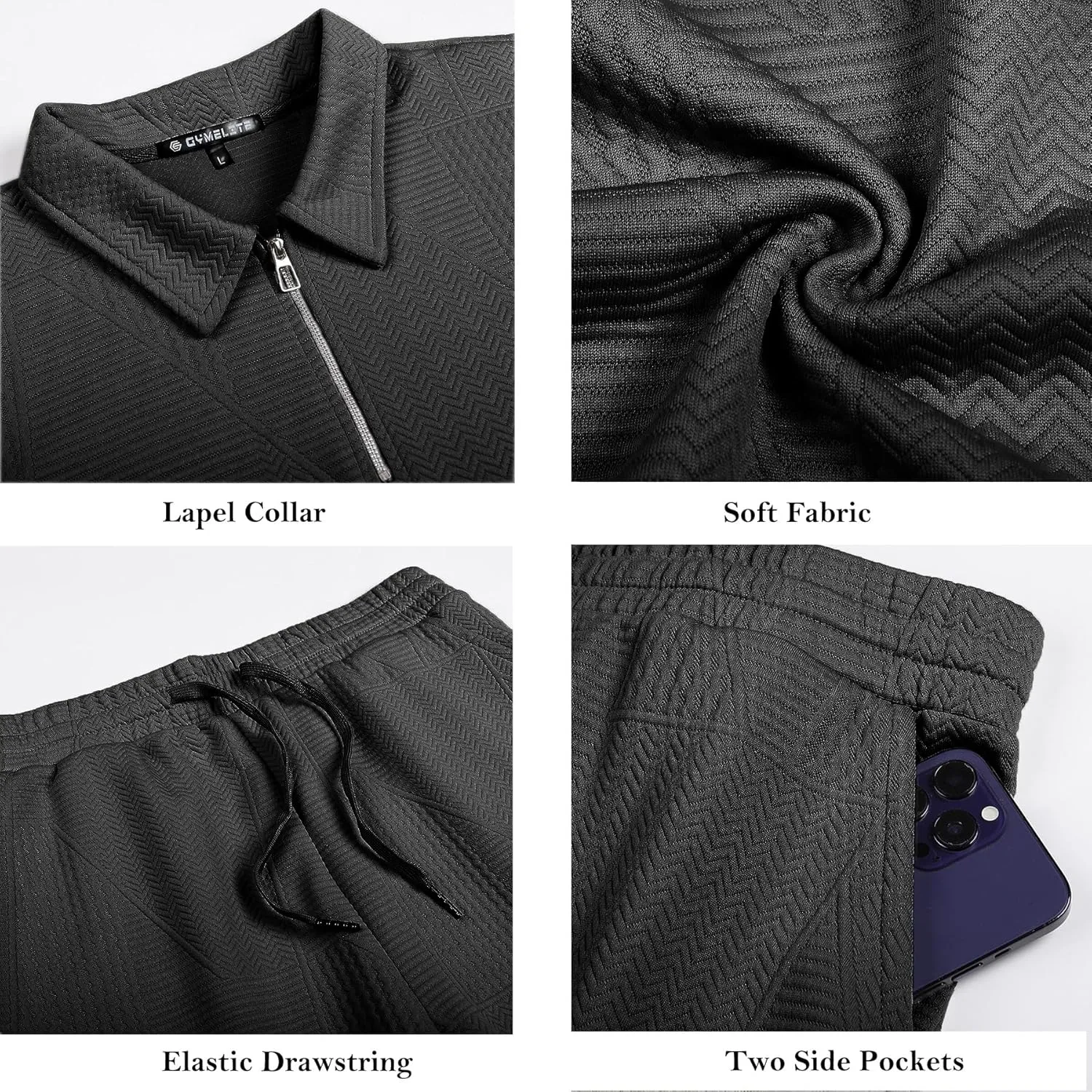GYMELITE Men's 2 Piece Short Sets Outfits Summer Polo Shirts and Shorts Casual Zip Short Sleeve Fashion Shorts Tracksuit Set