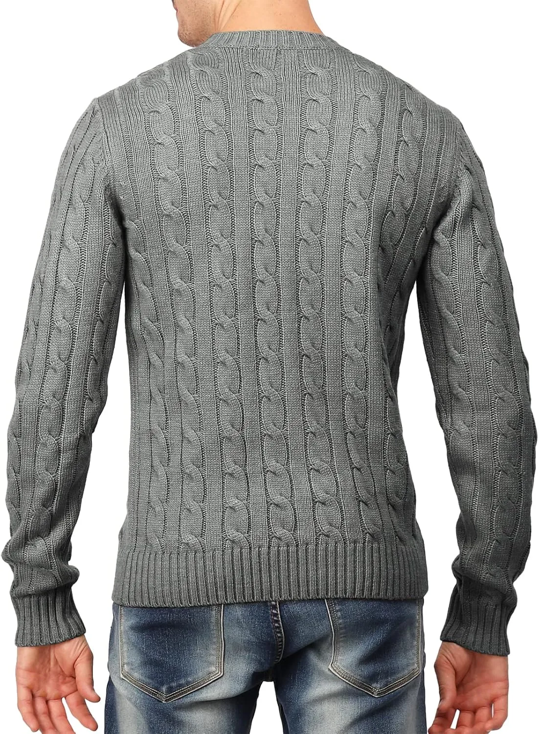 H2H Mens Casual Slim Fit Pullover Sweaters Long Sleeve Cable Knitted Sweater with Button Closure