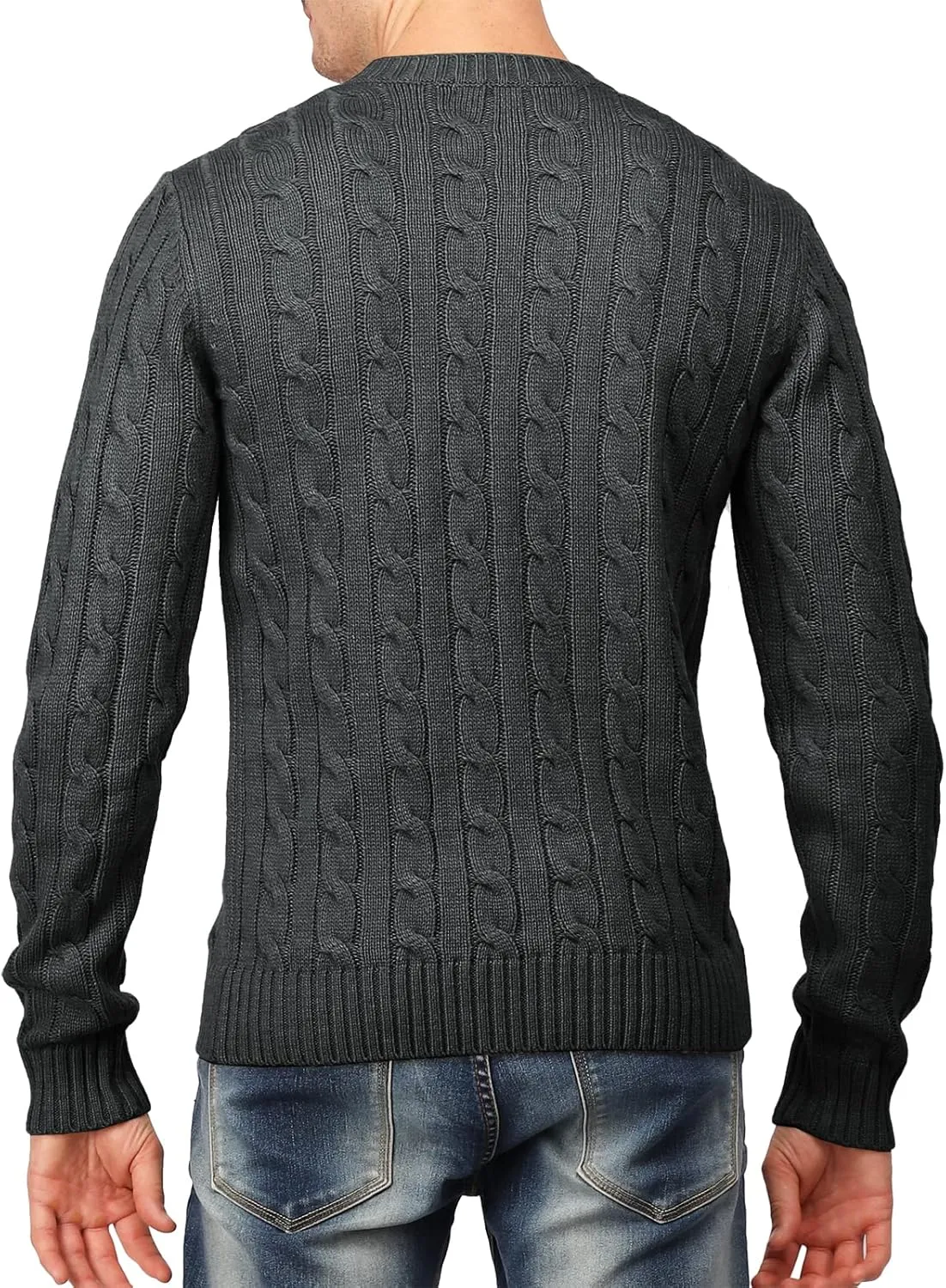 H2H Mens Casual Slim Fit Pullover Sweaters Long Sleeve Cable Knitted Sweater with Button Closure