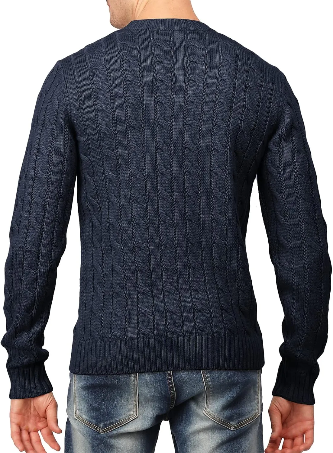 H2H Mens Casual Slim Fit Pullover Sweaters Long Sleeve Cable Knitted Sweater with Button Closure