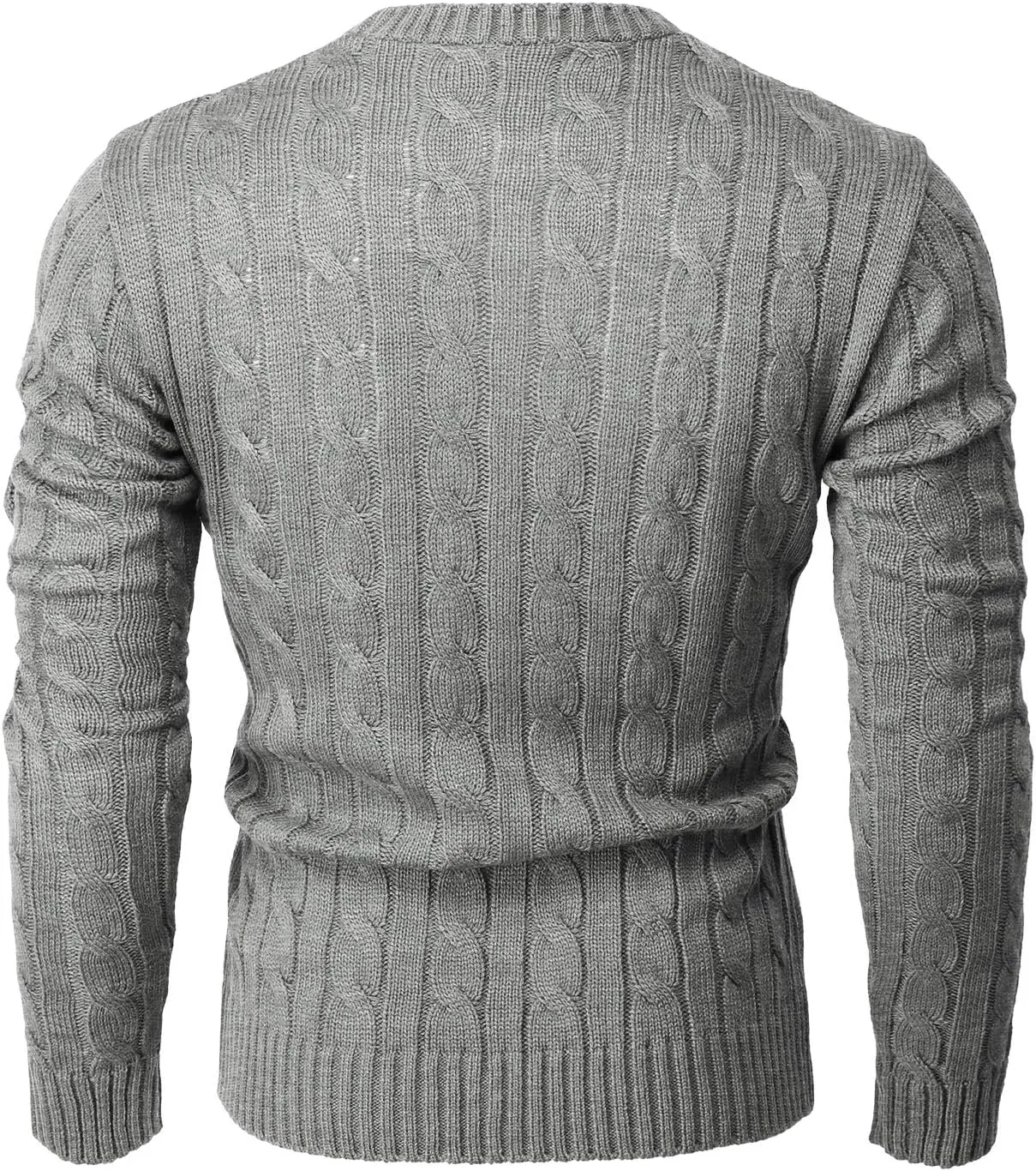 H2H Mens Casual Slim Fit Pullover Sweaters Long Sleeve Cable Knitted Sweater with Button Closure