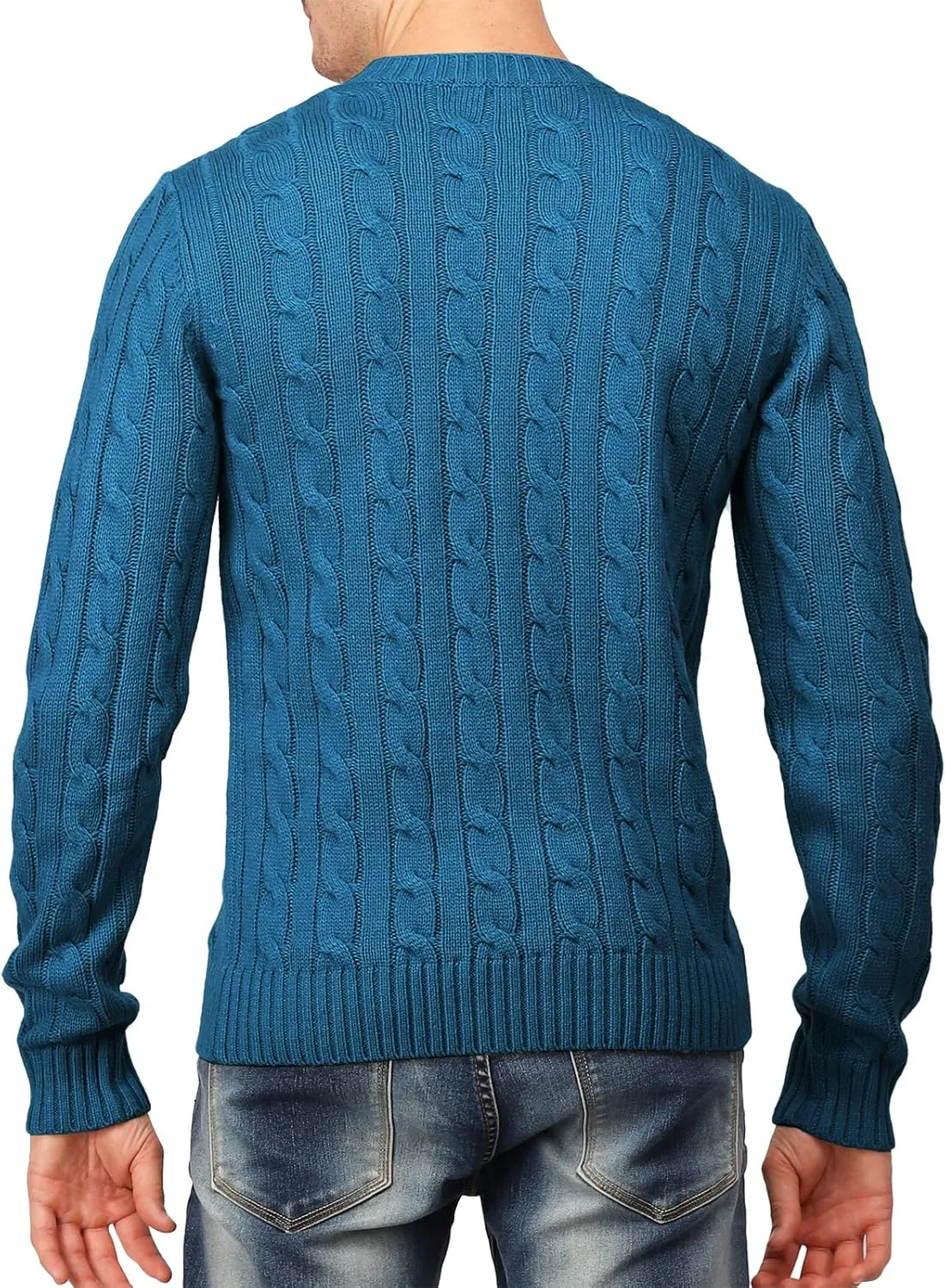 H2H Mens Casual Slim Fit Pullover Sweaters Long Sleeve Cable Knitted Sweater with Button Closure