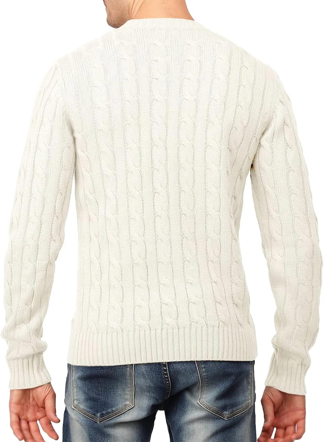 H2H Mens Casual Slim Fit Pullover Sweaters Long Sleeve Cable Knitted Sweater with Button Closure