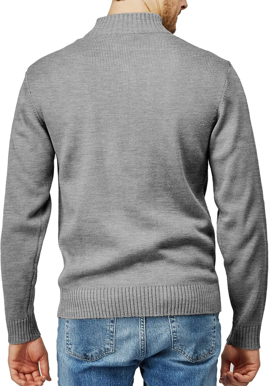 H2H Mens Casual Slim Fit Pullover Sweaters Long Sleeve Knitted Fabric Zip Up Mock Neck Polo Sweater