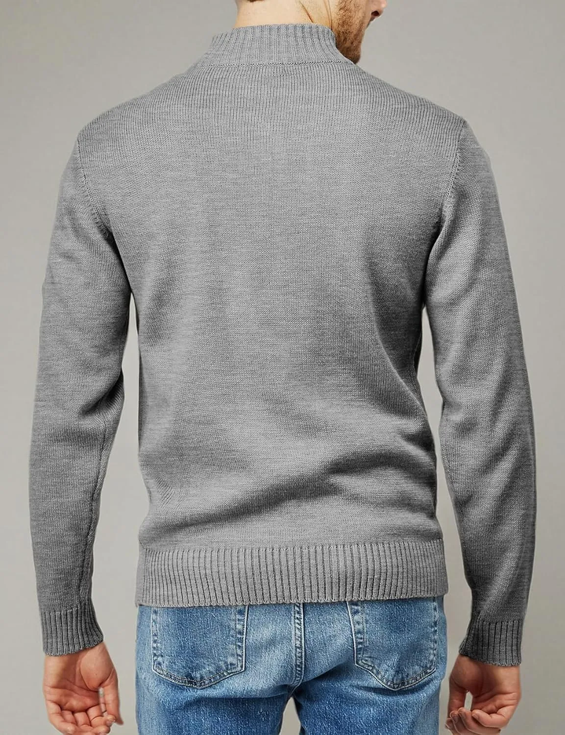 H2H Mens Casual Slim Fit Pullover Sweaters Long Sleeve Knitted Fabric Zip Up Mock Neck Polo Sweater