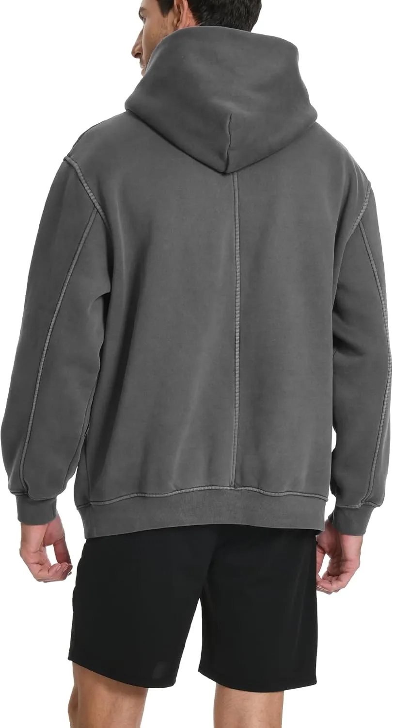 Hatant Hoodies for Men Heavyweight Fleece Sweatshirts Mens Acid Wash Athletic Hoodie Oversized Matching Pullover for Couples
