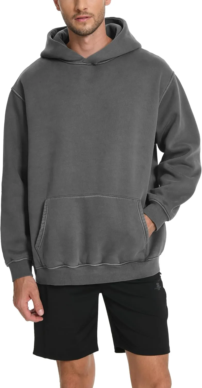Hatant Hoodies for Men Heavyweight Fleece Sweatshirts Mens Acid Wash Athletic Hoodie Oversized Matching Pullover for Couples