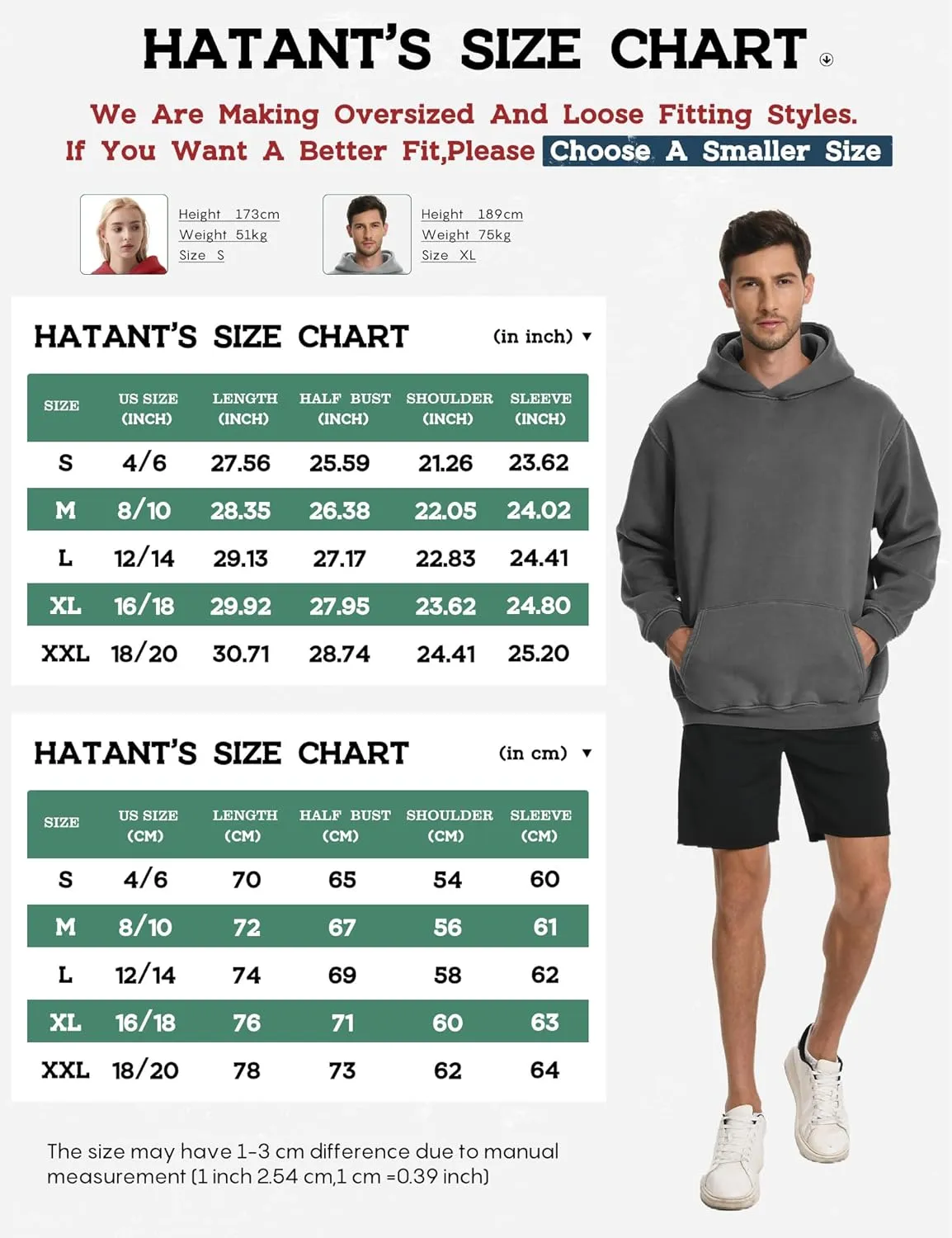 Hatant Hoodies for Men Heavyweight Fleece Sweatshirts Mens Acid Wash Athletic Hoodie Oversized Matching Pullover for Couples