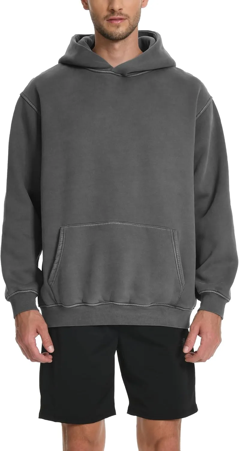 Hatant Hoodies for Men Heavyweight Fleece Sweatshirts Mens Acid Wash Athletic Hoodie Oversized Matching Pullover for Couples