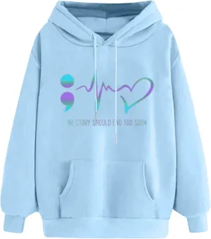 Heart Hoodies for Women Oversized Cute Graphic Pockets Drawstring Hooded Sweatshirts 2024 Fall Fashion Outfits