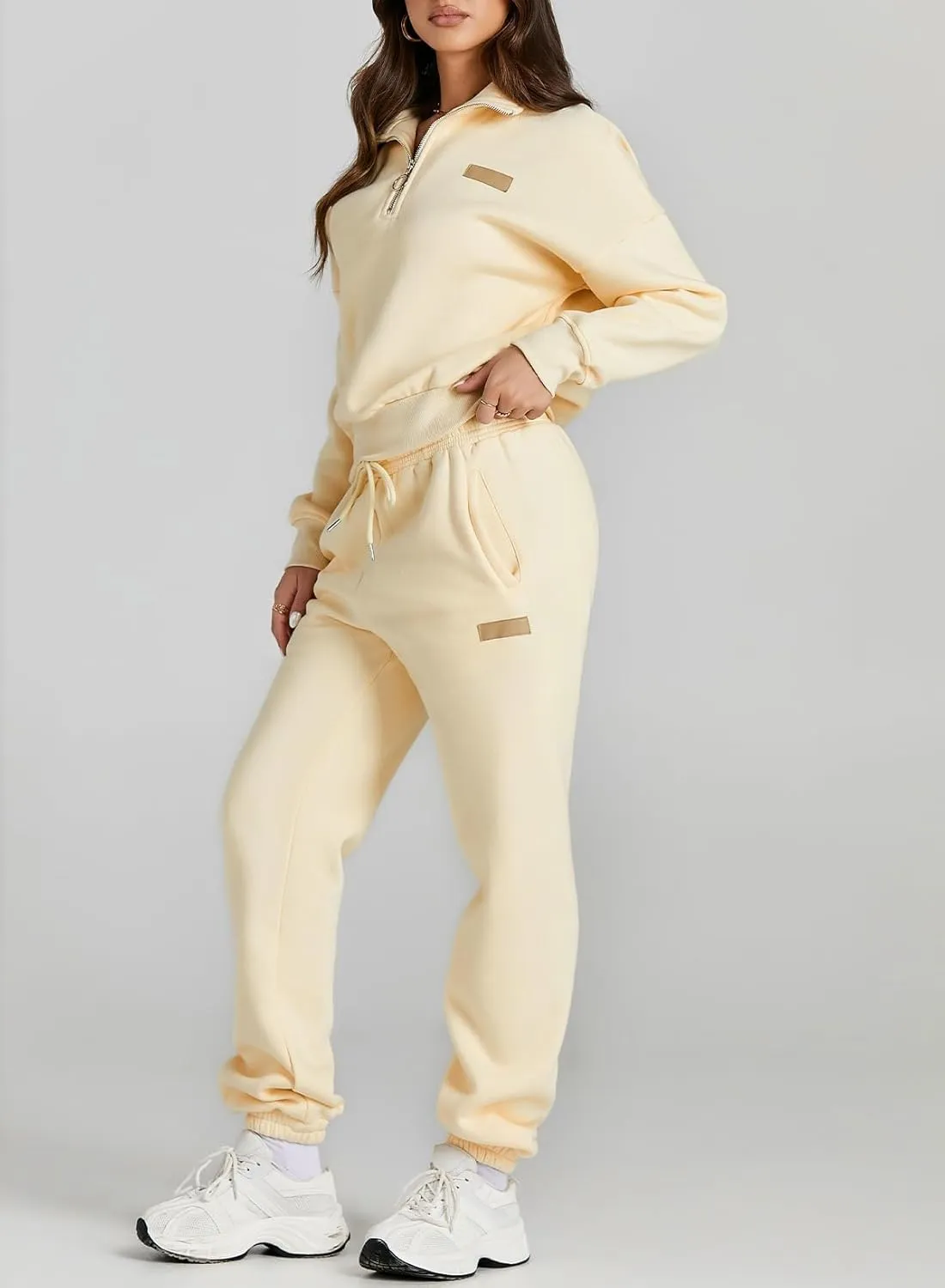 Herseas Women 2 Piece Outfits Sweatsuit Lounge Set Half Zip Pullover with Jogger Airport Tracksuit Matching Pants Set