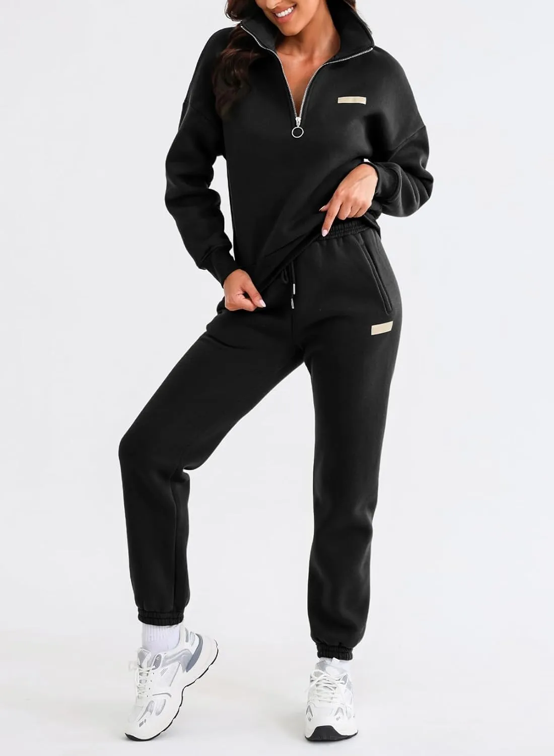 Herseas Women 2 Piece Outfits Sweatsuit Lounge Set Half Zip Pullover with Jogger Airport Tracksuit Matching Pants Set