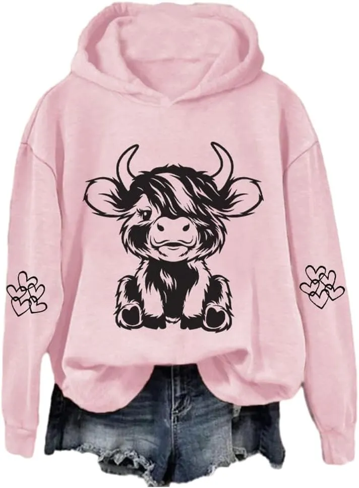Highland Cow Sweatshirts for Women Cow Sweatshirts for Women Western Cow Print Shirt Country Western Sweatshirt