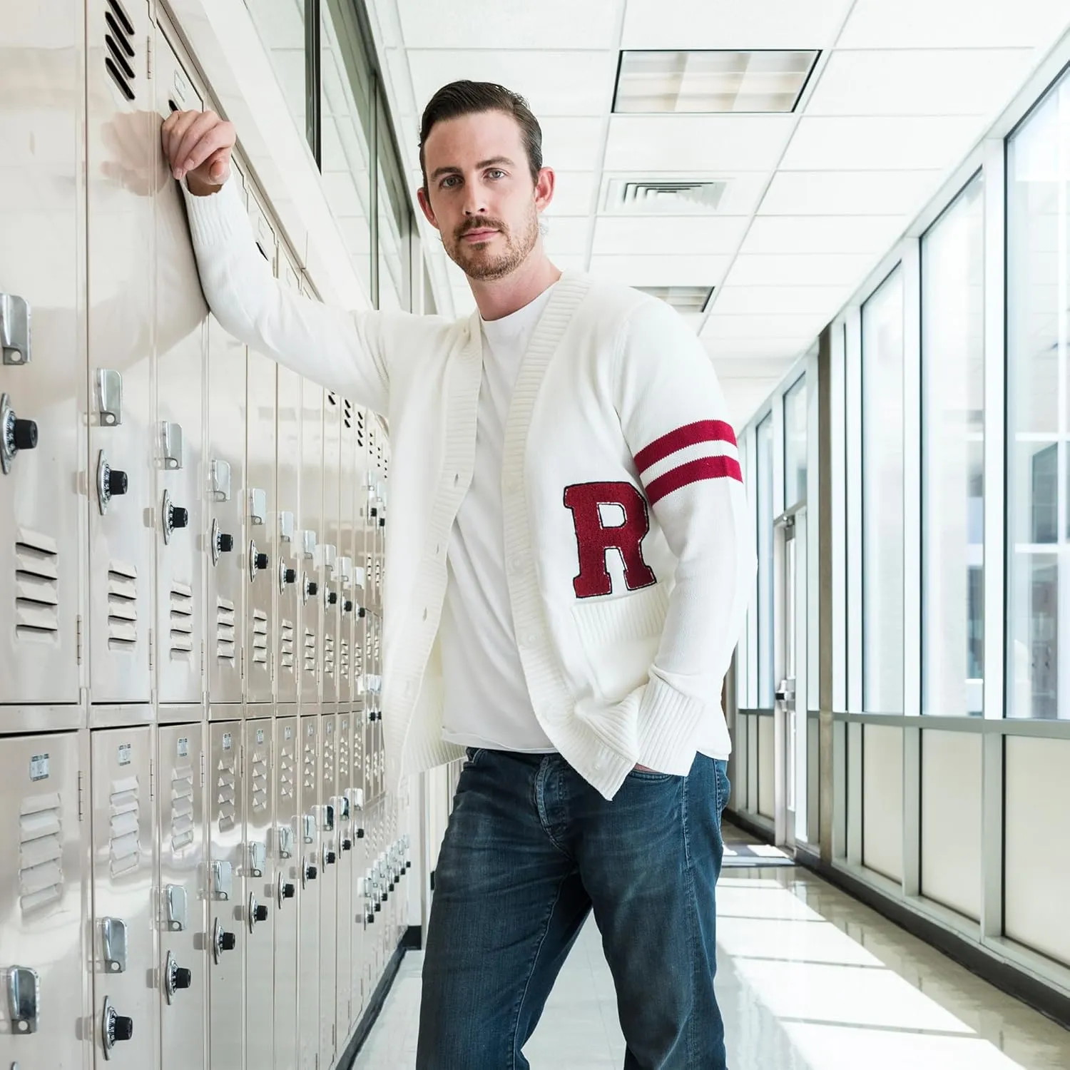 Hip Hop 50's Shop - Mens 1950s Letterman Cardigan Sweater