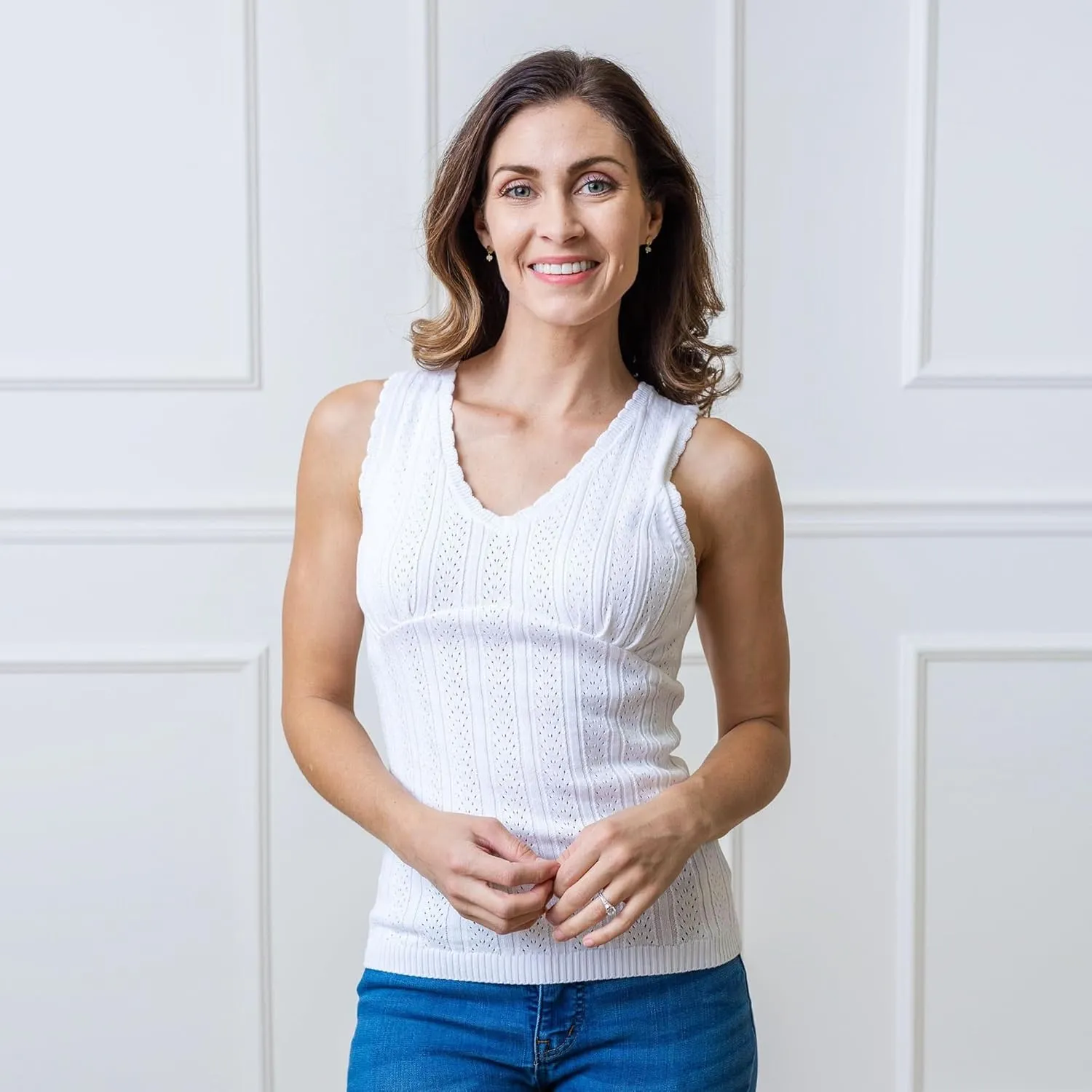 Hope & Henry Women's V-Neck Sweater Tank