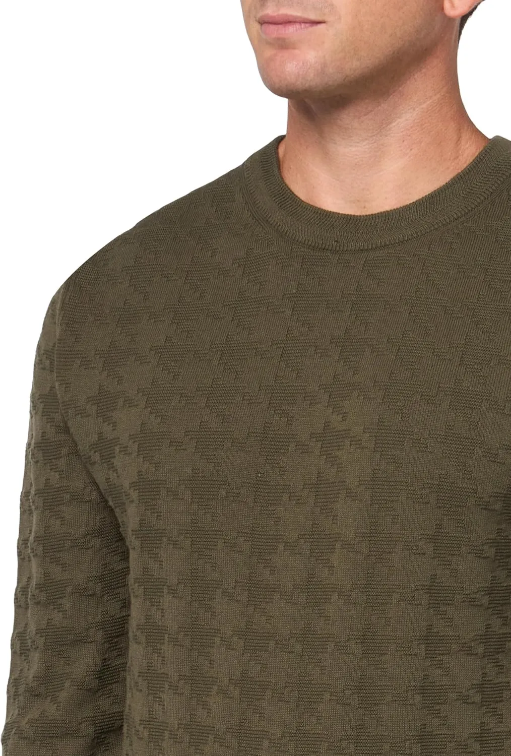 HUGO Men's Pattern Knit Cotton Pullover Sweater