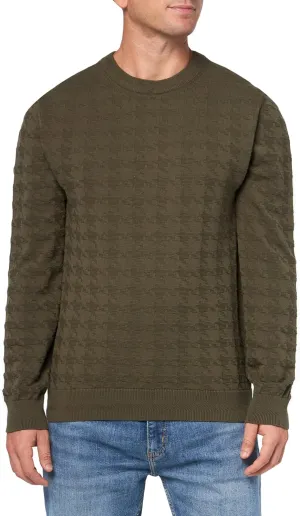 HUGO Men's Pattern Knit Cotton Pullover Sweater