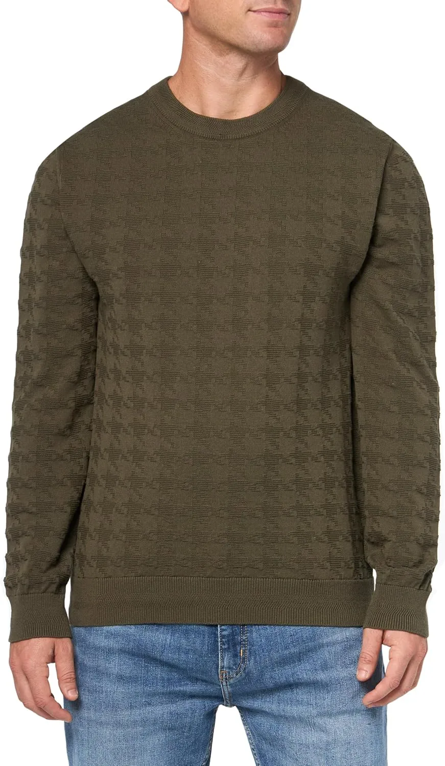 HUGO Men's Pattern Knit Cotton Pullover Sweater