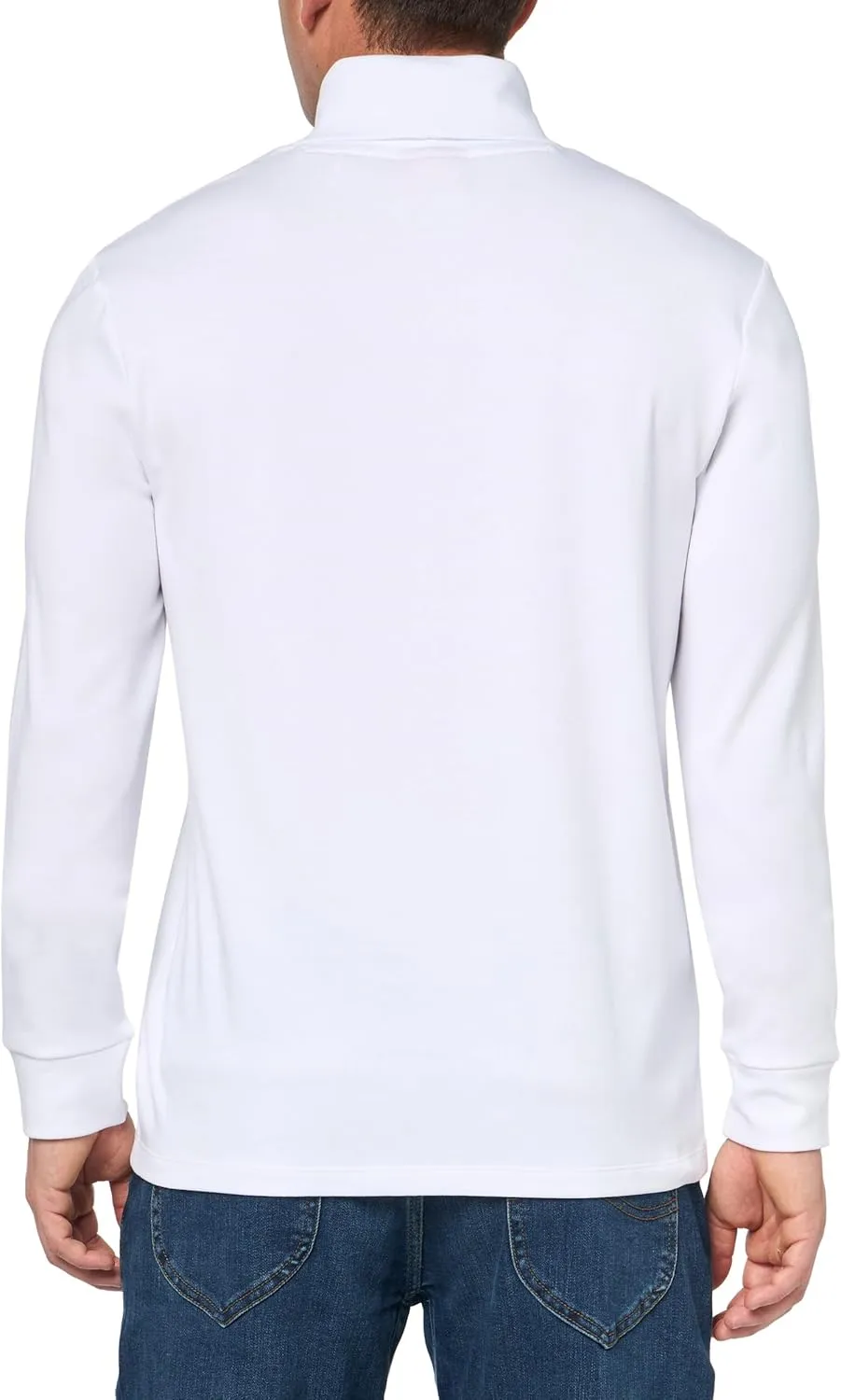 HUGO Men's Woven Logo Cotton Stretch Turtleneck