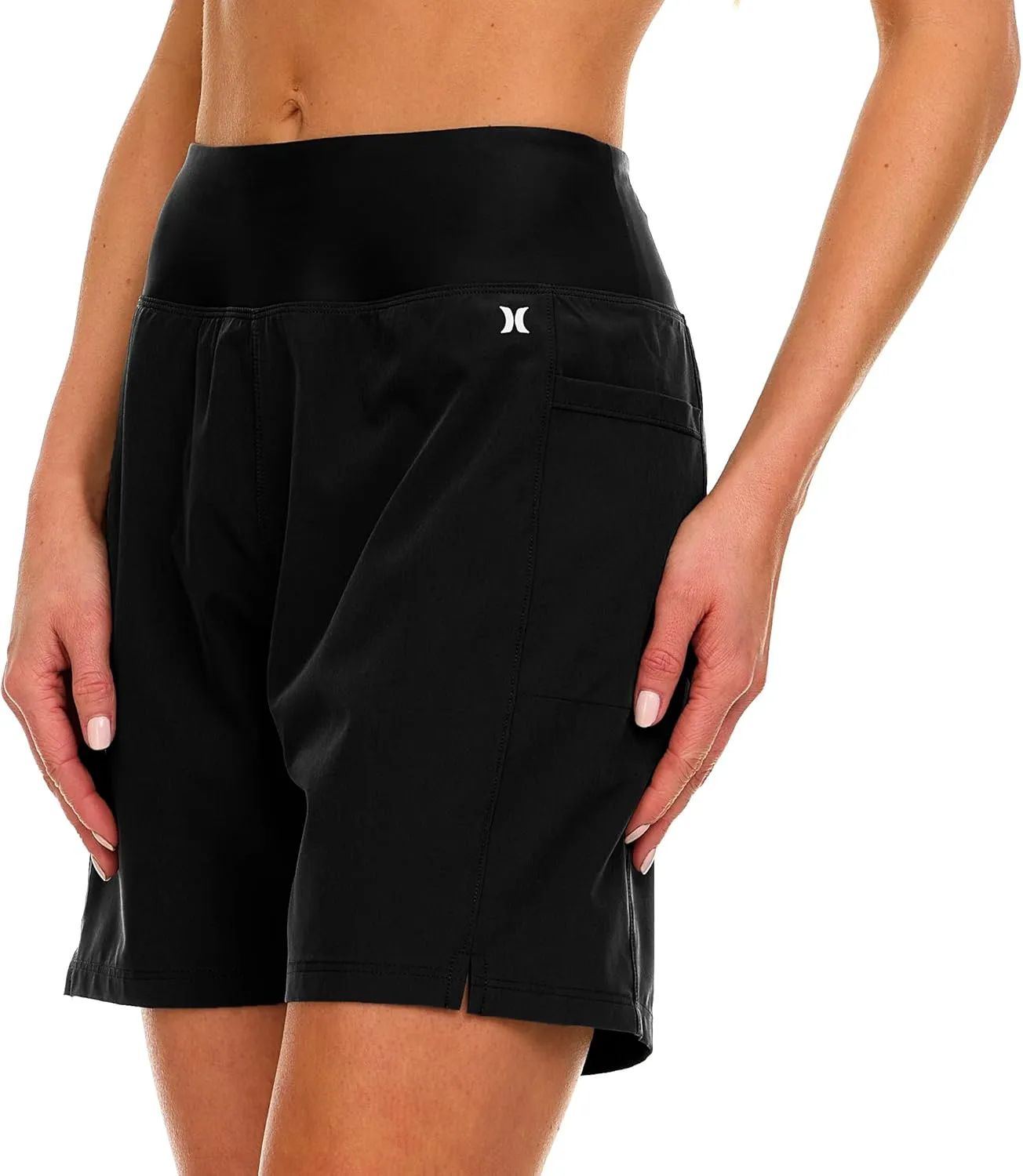 Hurley 5"/7" High Waisted Swim Shorts Women, Board Shorts with Pockets & Inner Liner, Quick Dry Swim Trunk, UPF 50 