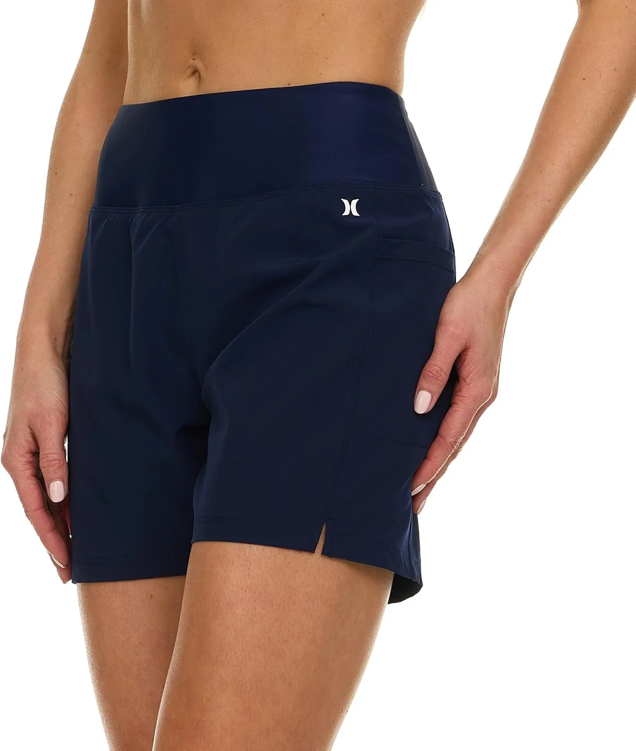 Hurley 5"/7" High Waisted Swim Shorts Women, Board Shorts with Pockets & Inner Liner, Quick Dry Swim Trunk, UPF 50 