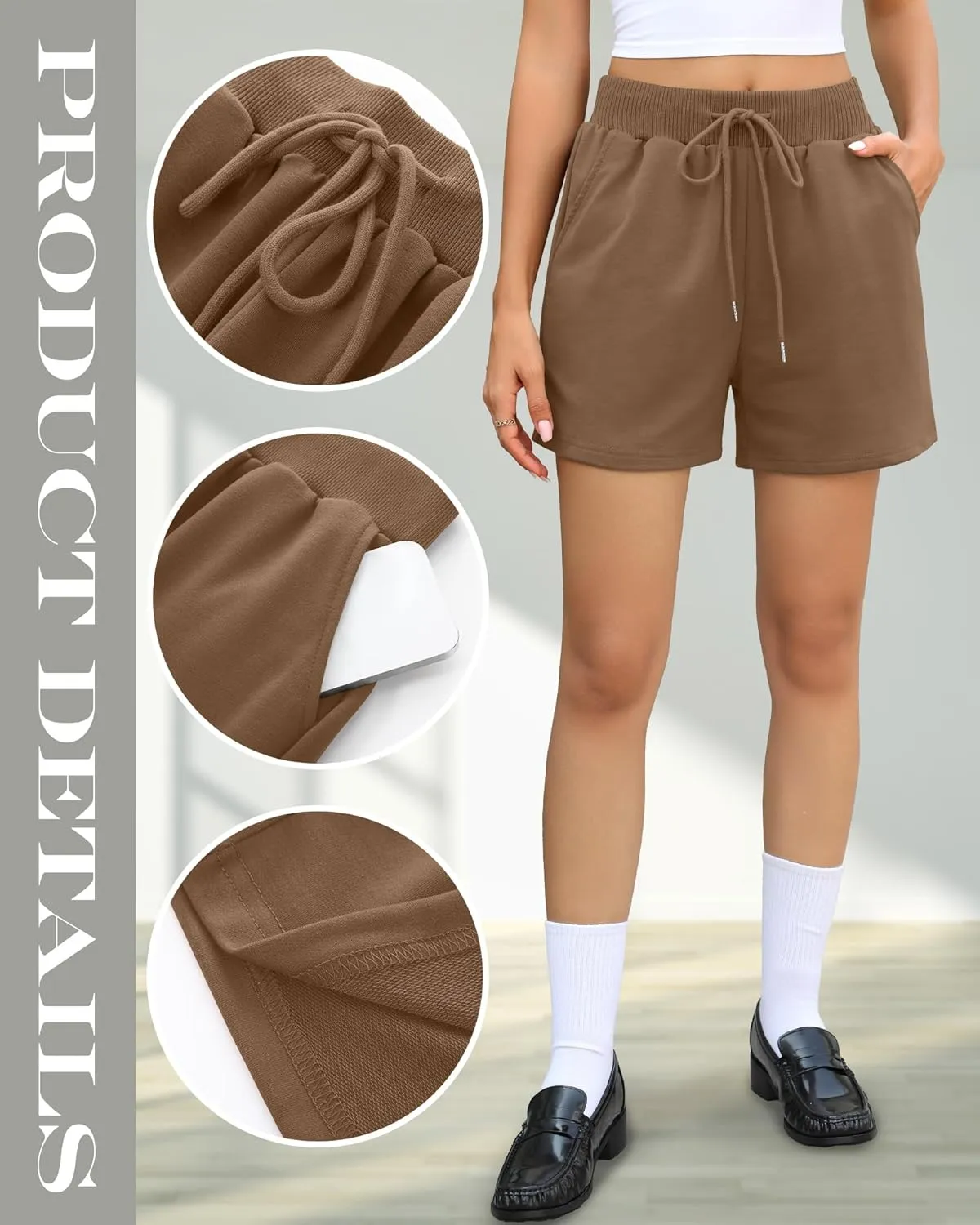 Huukeay 3 Pack Women's Sweat Shorts Comfy Casual Lounge Drawstring High Waisted Summer Athletic Shorts with Pockets