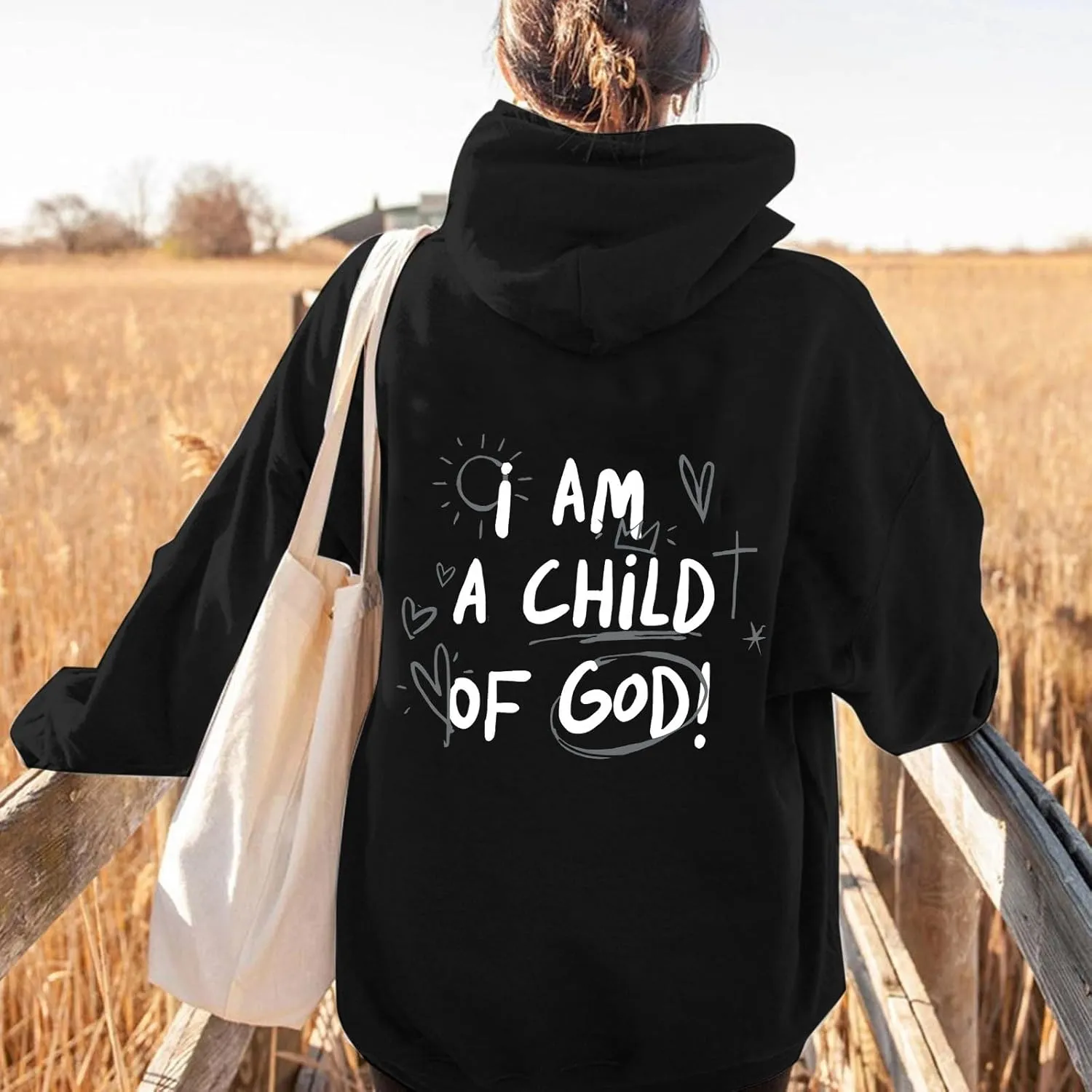 I Am A Child of God Hoodie Christian Sweatshirts for Women Faith Religious God Pullover Long Sleeve Tops with Pocket