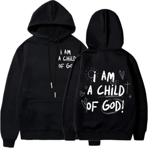 I Am A Child of God Hoodie Christian Sweatshirts for Women Faith Religious God Pullover Long Sleeve Tops with Pocket
