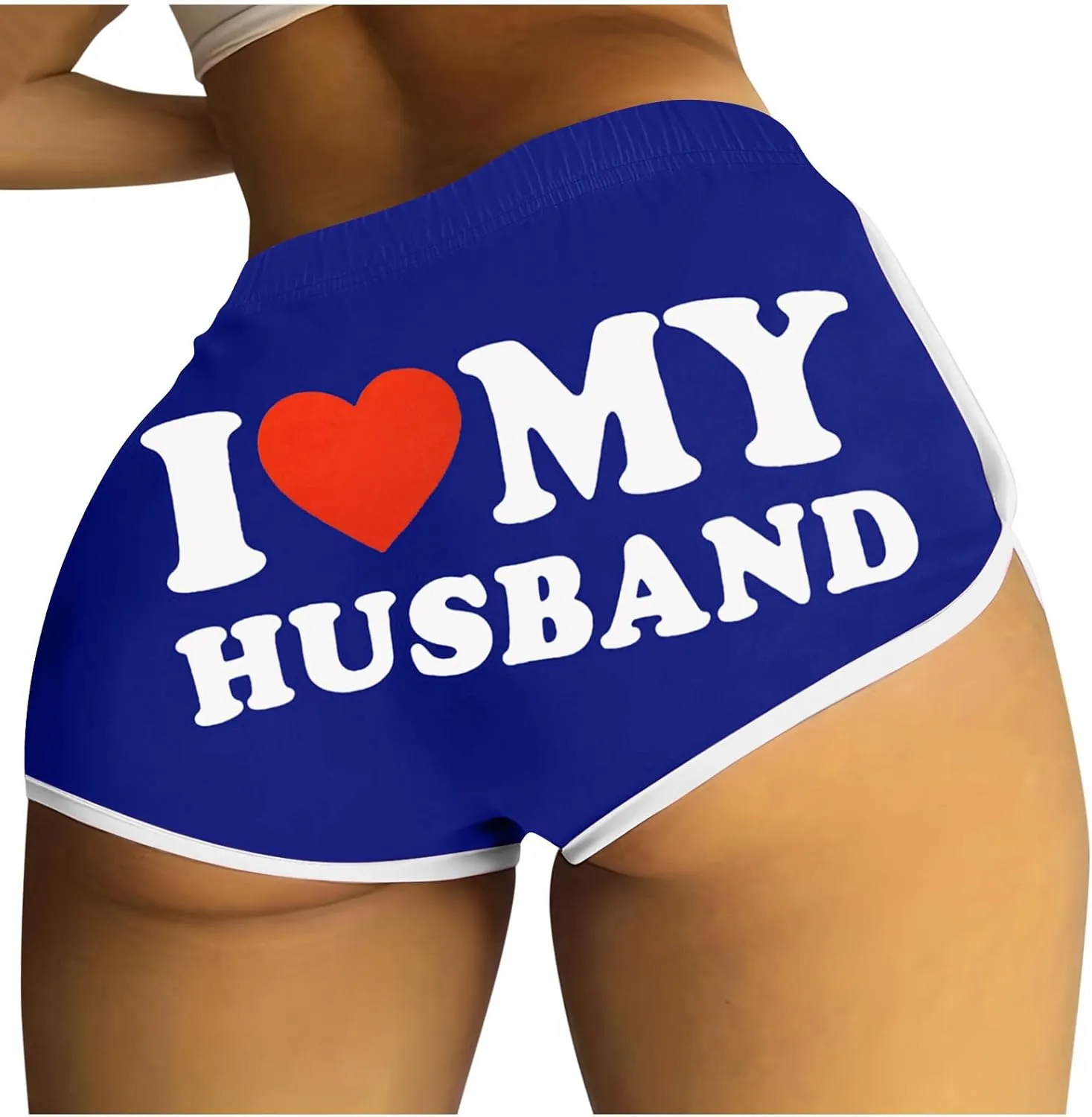 I Love My Husband Booty Shorts Womens Sexy 3" High Waist Yoga Biker Shorts Soft Spandex Dance Hot Pants Butt Lifting Leggings