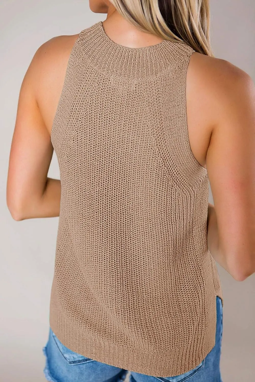 Imily Bela Women's Summer Halter Tank Tops Sleeveless Casual Racerback Loose Shirts Knit Cami Sweater Vest