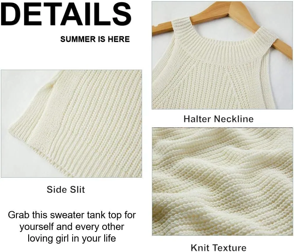 Imily Bela Women's Summer Halter Tank Tops Sleeveless Casual Racerback Loose Shirts Knit Cami Sweater Vest