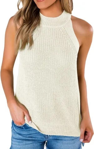 Imily Bela Women's Summer Halter Tank Tops Sleeveless Casual Racerback Loose Shirts Knit Cami Sweater Vest