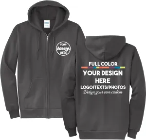 INK STITCH Unisex Pc78zh Custom Printing Front and Back Core Hoodie Zip Up Sweatshirts