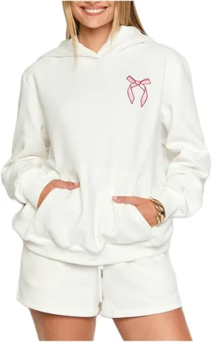iTranyee Women Casual 2 Piece Sweatsuit Long Sleeve Oversized Bow Hoodie Sweatshirt Sweat Shorts Outfits Bow Matching Set