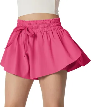 IUGA Girls Butterfly Shorts with Pockets Athletic Flowy Preppy Clothes Running Tennis Dance Cheer 2 in 1 Shorts Teen Girls