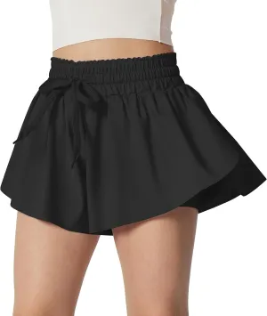 IUGA Girls Butterfly Shorts with Pockets Athletic Flowy Preppy Clothes Running Tennis Dance Cheer 2 in 1 Shorts Teen Girls