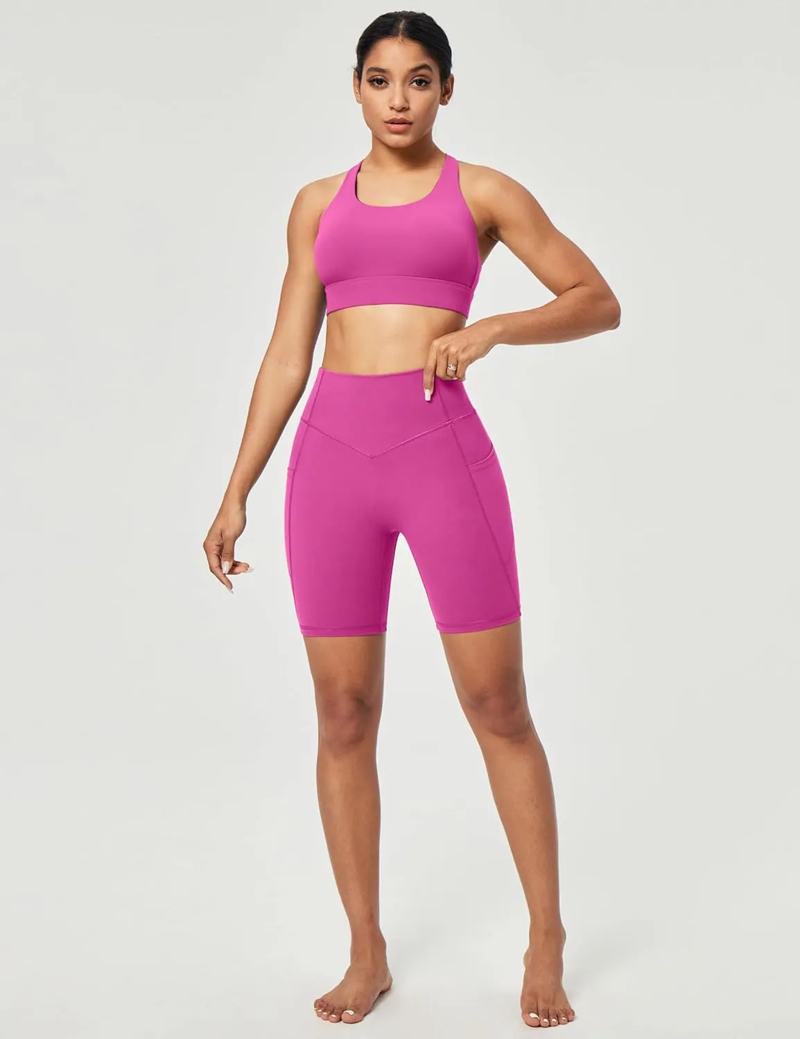 IUGA Gym Shorts Women Scrunch Butt Lifting Tummy Control Biker Shorts with Pockets High Waist Yoga Booty Workout Running 6"