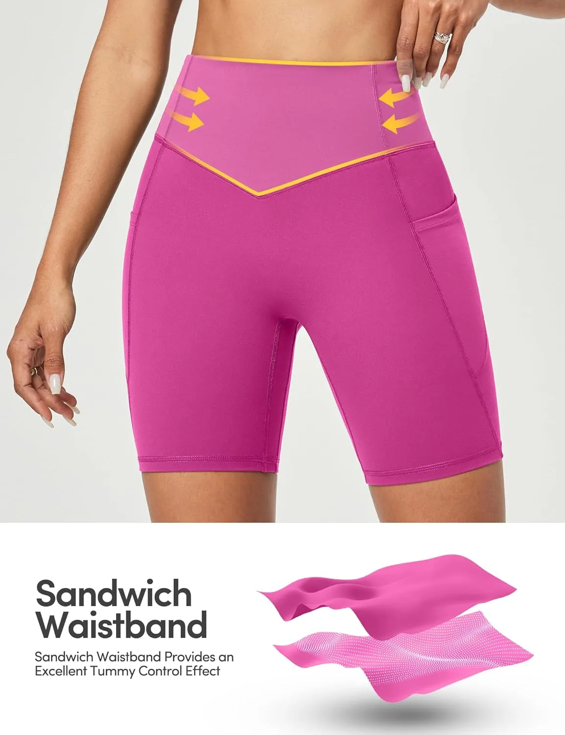 IUGA Gym Shorts Women Scrunch Butt Lifting Tummy Control Biker Shorts with Pockets High Waist Yoga Booty Workout Running 6"