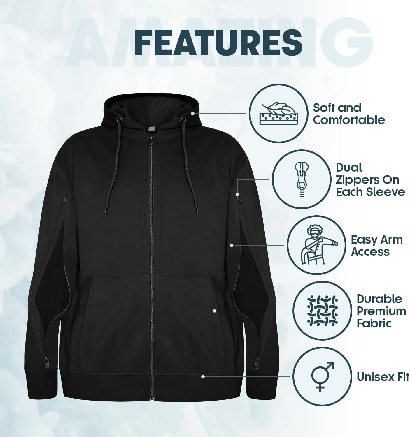 Jayour Dialysis Sweatshirts with Arm Zipper Design Port Access | Soft & Durable Fabric to Keep You Warm for Dialysis