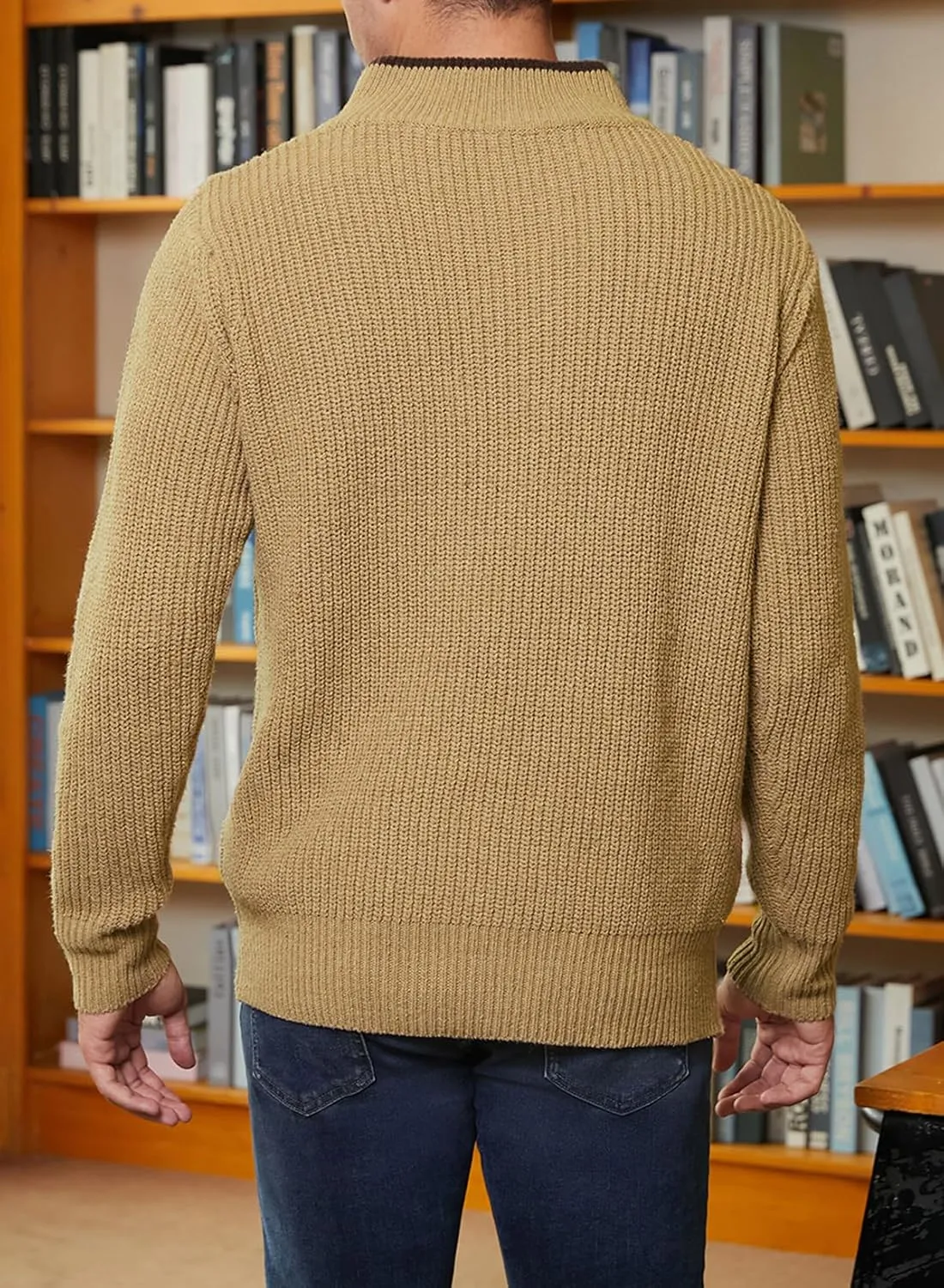 JMIERR Mens Quarter Zip Sweater Lightweight Mock Neck Casual Long Sleeve Knitted Solid Pullover Sweaters