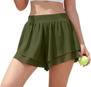 Jouica 2 in 1 Flowy Shorts for Women Gym Yoga Athletic Workout Running Trendy Shorts Comfy Lounge Skirt Summer Beach