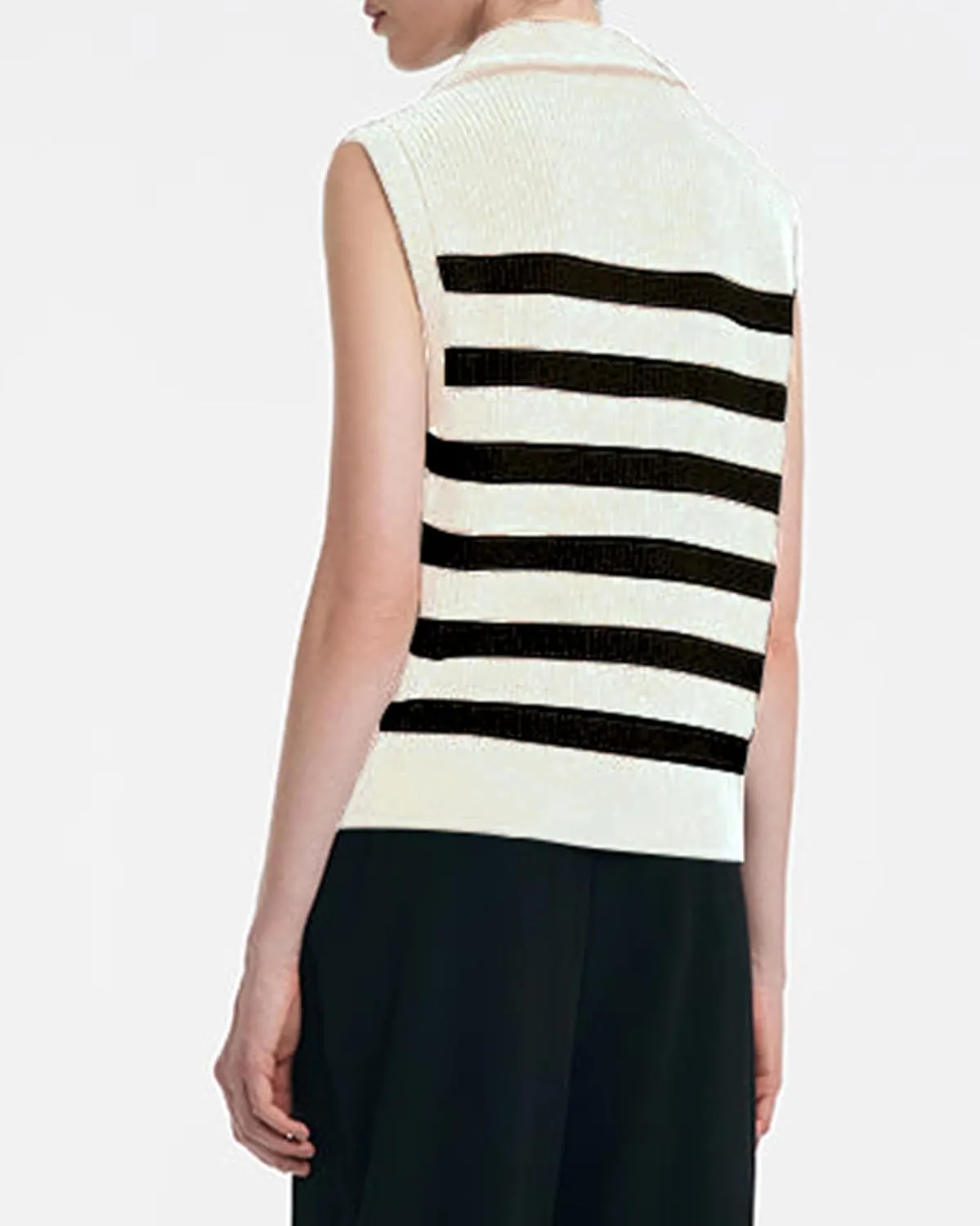Kedera Women's Striped Sweater Vest V Neck Sleeveless Work Sweater Quarter Zip Knit Vest Top 2024 Trendy Office Outfits