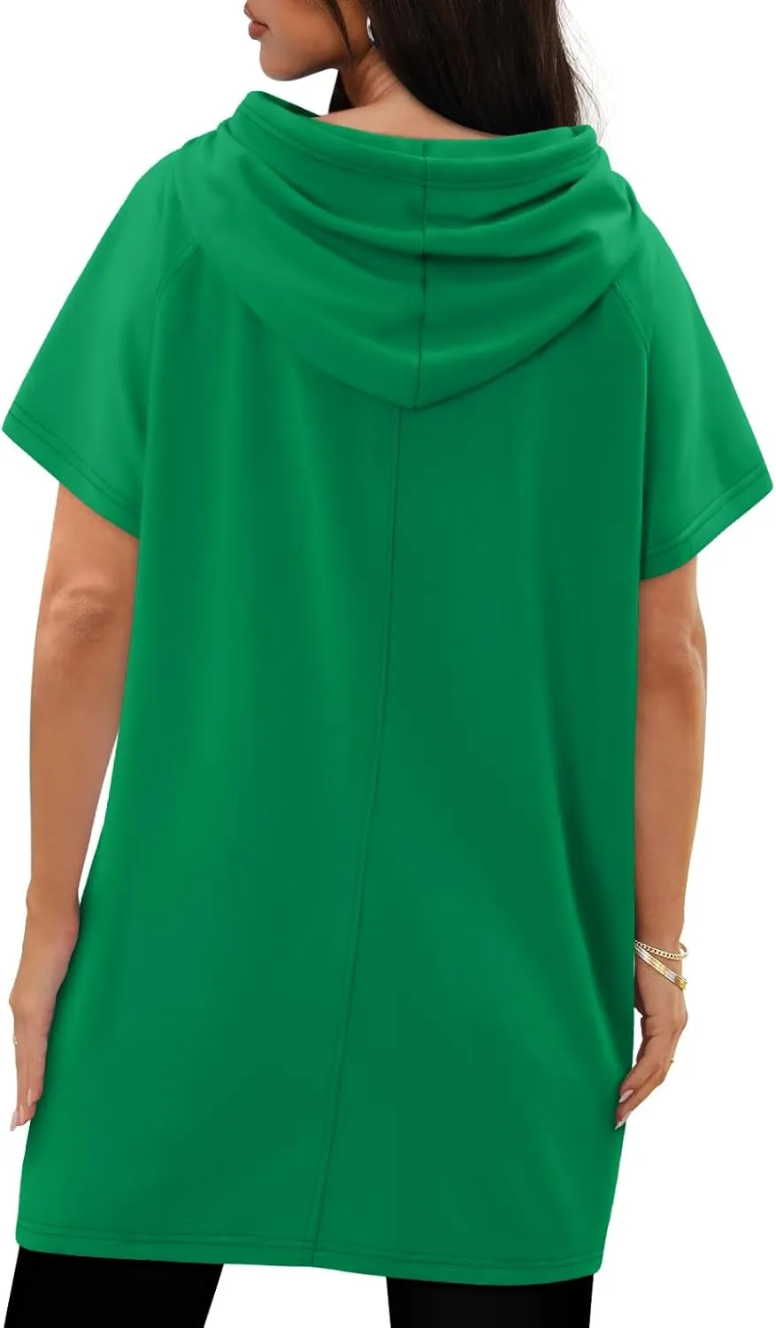 KISSMODA Long Shirts for Women Plus Size Summer Dresses 2025 Pullover Hoodies Short Sleeve Tunic Tops With Pockets